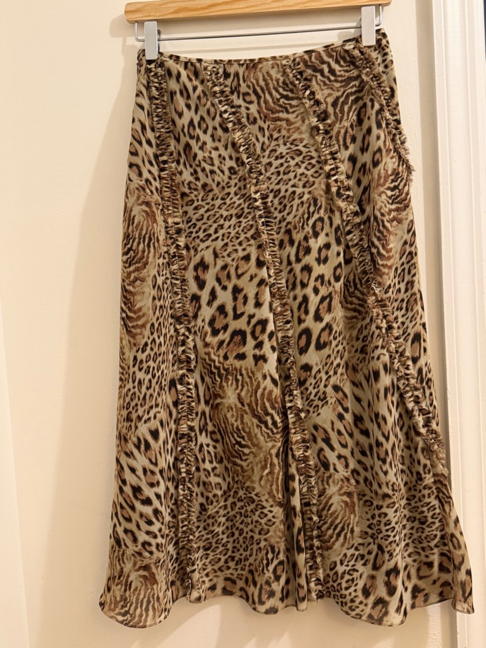 Jackie Jon Leopard Print Midi Skirt in Tan and Brown